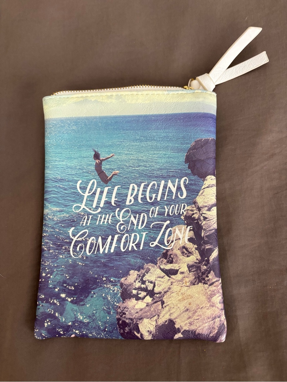 Life Begins Comfort Zone Printed Pouch - Blue